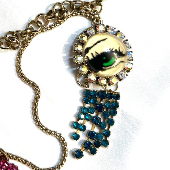 💋👁️BETSEY JOHNSON RARE VINTAGE“THE EYES HAVE IT” STATEMENT PIECE NECKLACE 💋👁️ - Picture 4 of 13